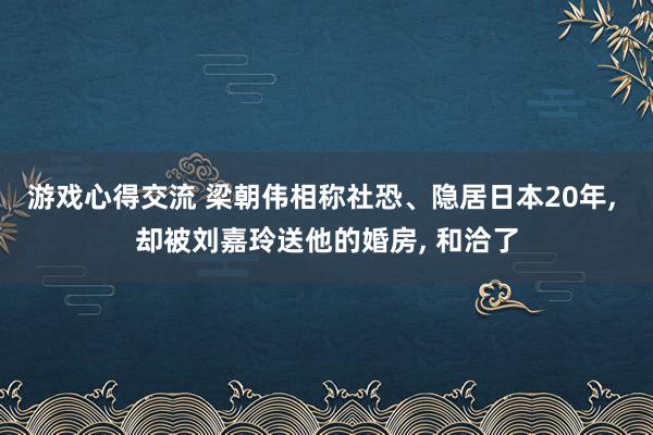 游戏心得交流 梁朝伟相称社恐、隐居日本20年, 却被刘嘉玲送他的婚房, 和洽了