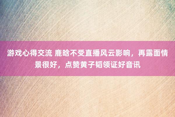 游戏心得交流 鹿晗不受直播风云影响，再露面情景很好，点赞黄子韬领证好音讯