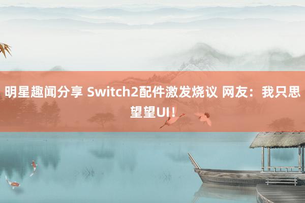 明星趣闻分享 Switch2配件激发烧议 网友：我只思望望UI！