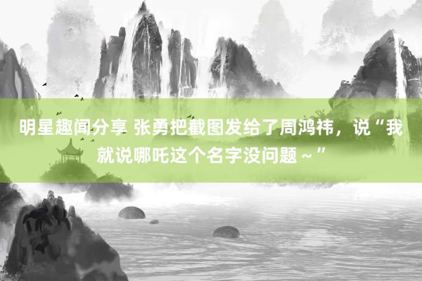 明星趣闻分享 张勇把截图发给了周鸿祎，说“我就说哪吒这个名字没问题～”