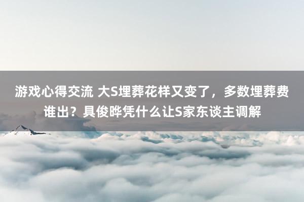 游戏心得交流 大S埋葬花样又变了，多数埋葬费谁出？具俊晔凭什么让S家东谈主调解