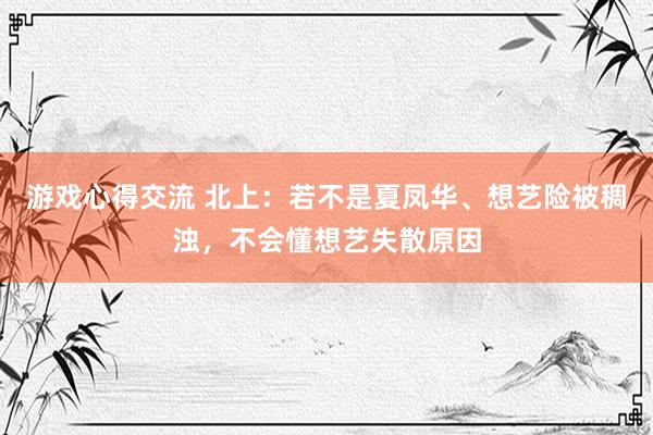 游戏心得交流 北上：若不是夏凤华、想艺险被稠浊，不会懂想艺失散原因